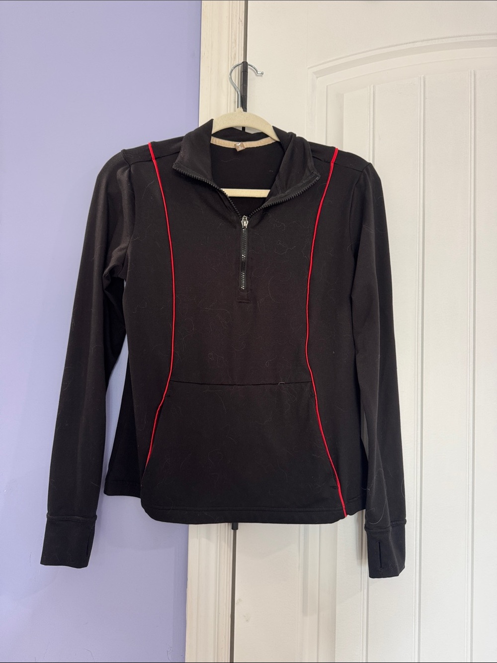 MTA Sport Black Quarter-Zip Pullover with Red Piping